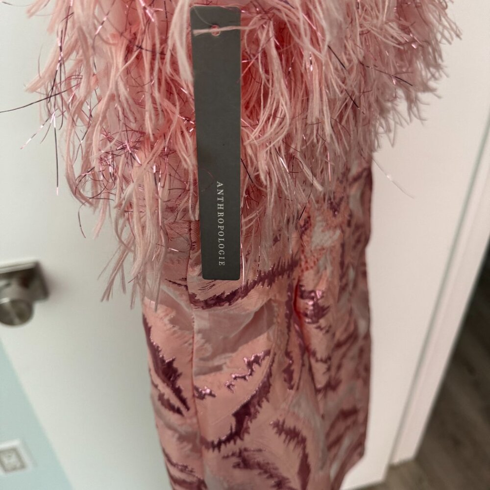 Pink Feathered Mini Dress - Picture 3 of 4